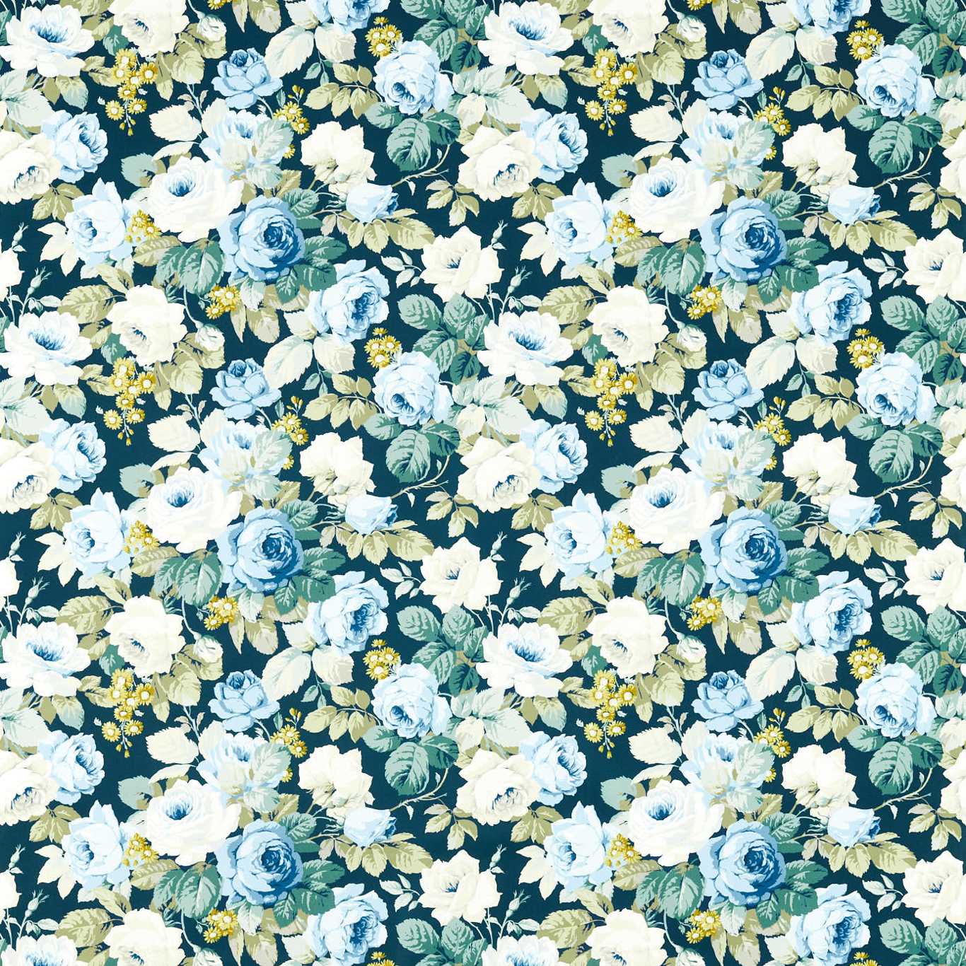 SANDERSON Chelsea Fabric Classic Floral Forest,Indigo   - DOSF226879