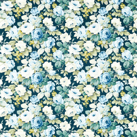 SANDERSON Chelsea Fabric Classic Floral Forest,Indigo   - DOSF226879