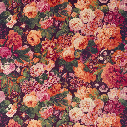 SANDERSON Very Rose and Peony  Fabric Classic Floral Wild Plum   - DOSF226883
