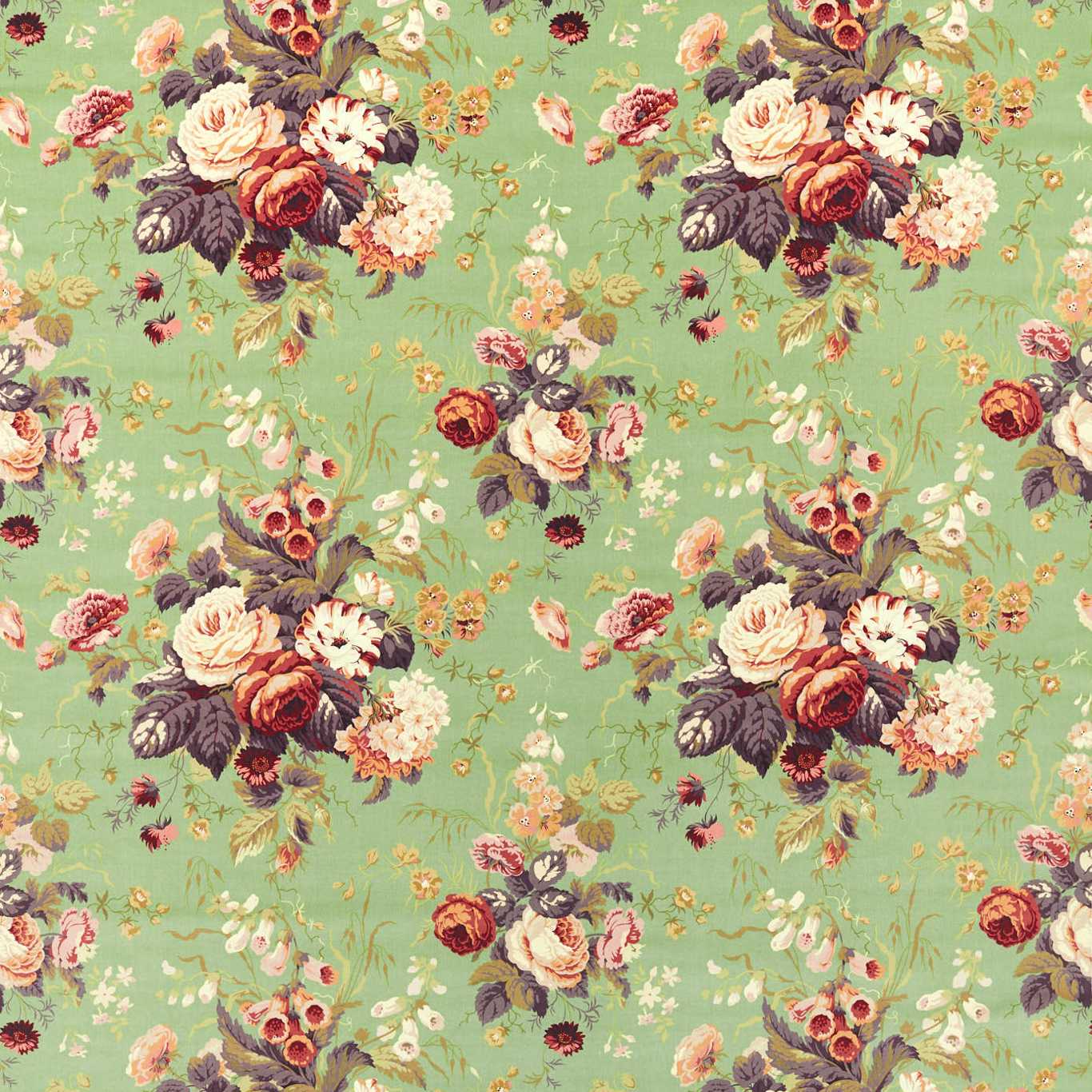 SANDERSON Roslyn Fabric Contemporary, Floral Squirrel,Olive   - DOSF226885