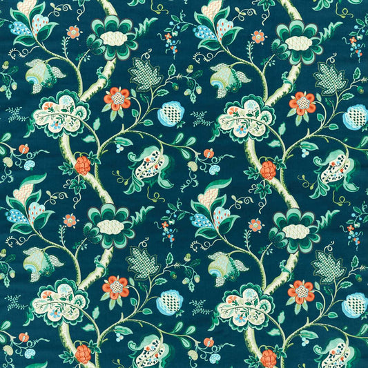 SANDERSON Roslyn Fabric Contemporary, Floral Eucalyptus,Rowan Berry   - DOSF226886