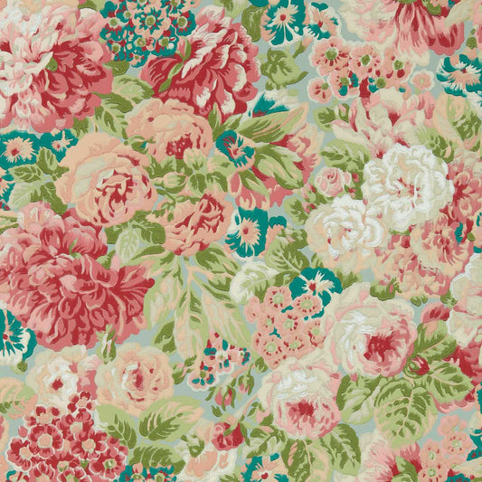 SANDERSON Rose and Peony  Wallpaper Classic Floral Blue Clay,Carmen Lt  Surface- Printed Wallpaper - DOSW217029