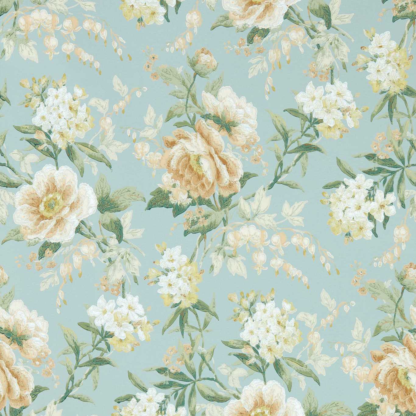 SANDERSON Olivia  Wallpaper Classic Floral Sky Mist,Tan  Surface- Printed Wallpaper - DOSW217039