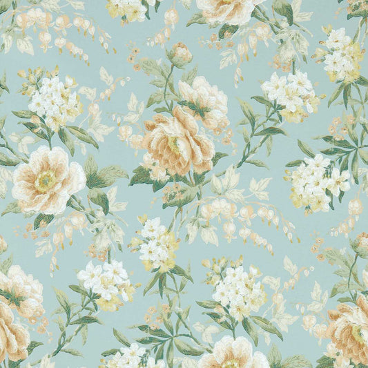 SANDERSON Olivia  Wallpaper Classic Floral Sky Mist,Tan  Surface- Printed Wallpaper - DOSW217039