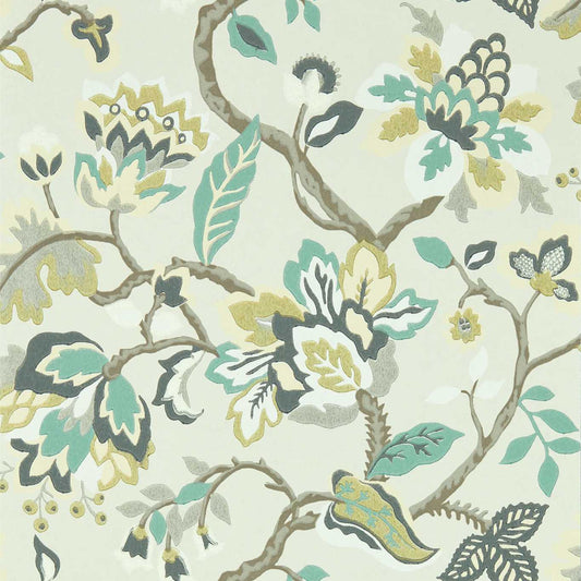 SANDERSON Amanpuri  Wallpaper Contemporary, Floral Grey Mist  Surface- Printed Wallpaper - DOSW217045