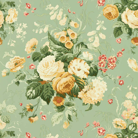 SANDERSON Stapleton Park  Wallpaper Classic Floral Sage,Honey  Non Woven 150gsm - DOSW217047