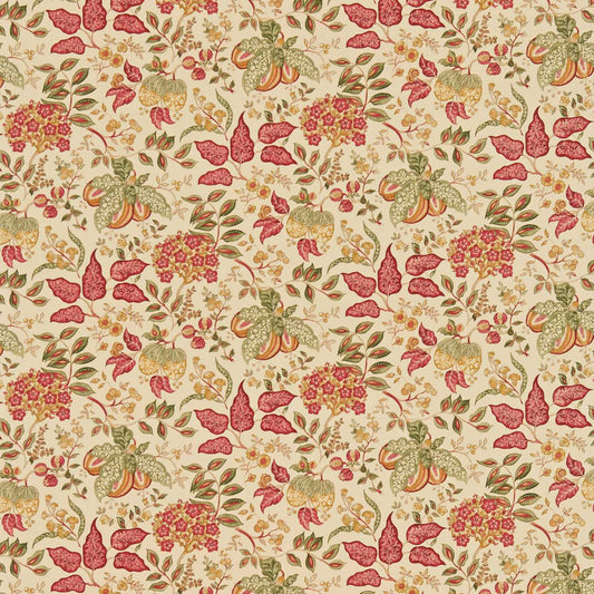 SANDERSON Madagascar Fabric Classic Floral Gold,Red   - DPEMMA201