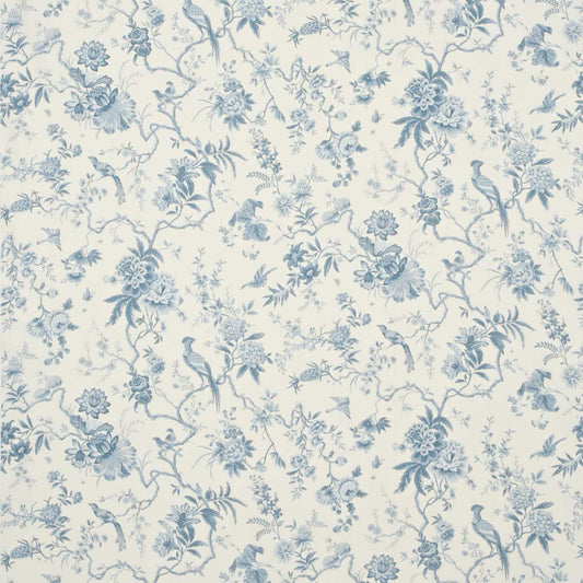 SANDERSON Pillemont Toile Fabric Birds Ivory,China Blue   - DPEMPI203