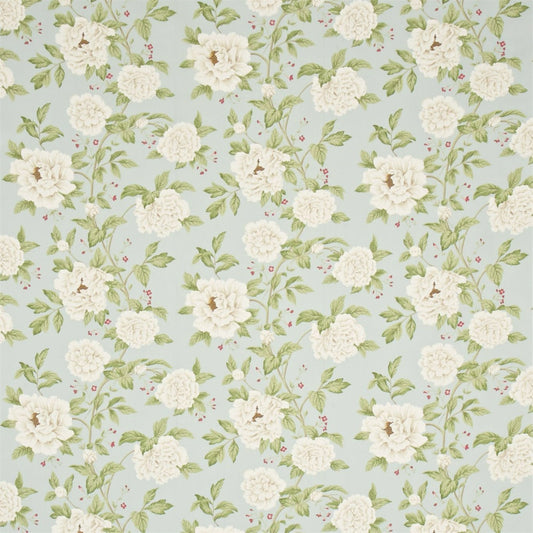 SANDERSON OUTLET Peony Tree Fabric Classic Floral Duck Egg,Cream   - DPEMPT201