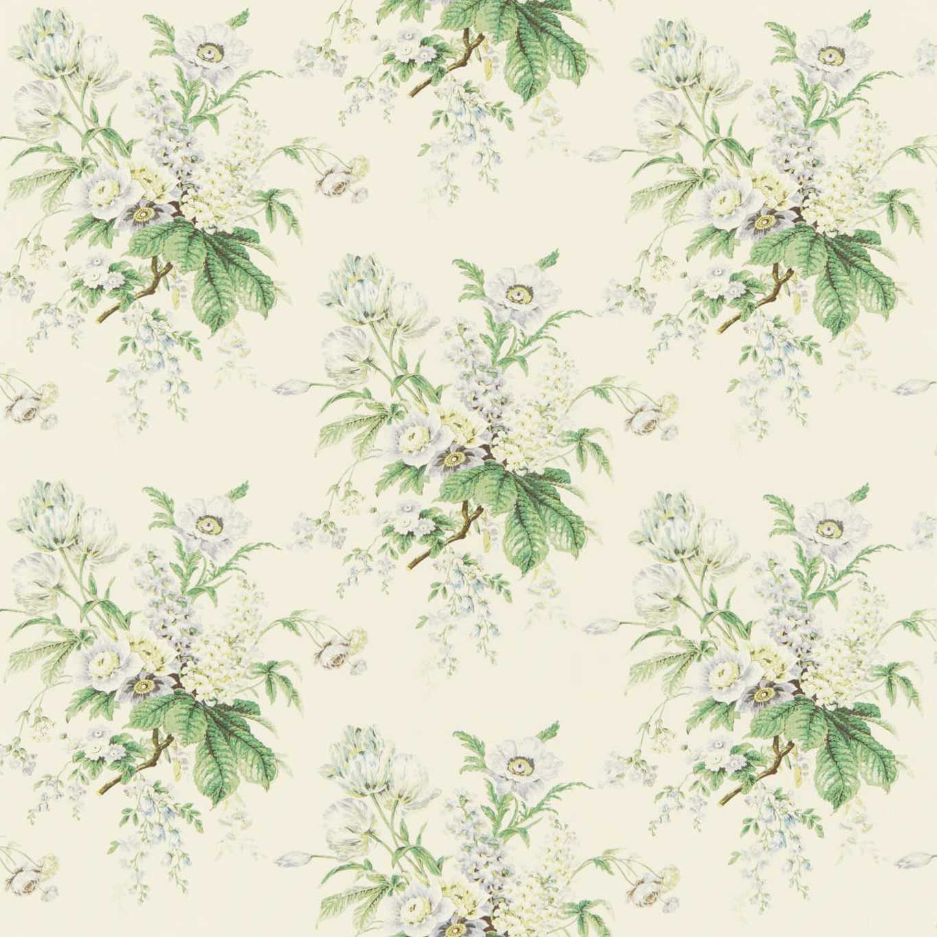 SANDERSON Tournier Fabric Classic Floral Silver, Cream   - DRCH222071