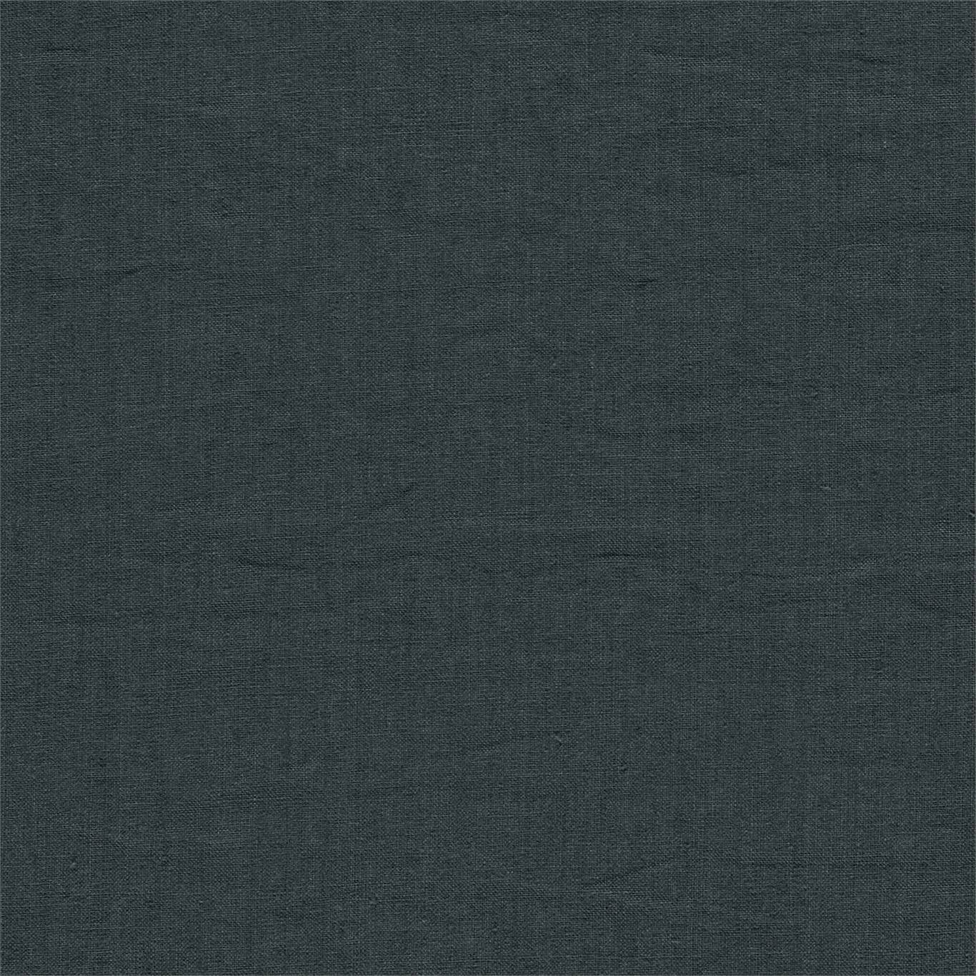 Dark charcoal grey linen-textured fabric swatch.