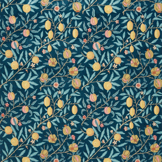 MORRIS & CO Fruit Velvet Fabric Contemporary, Floral Indigo,Slate   - DROF236924