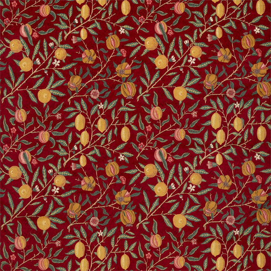 MORRIS & CO Fruit Velvet Fabric Contemporary, Floral Madder,Bayleaf   - DROF236925