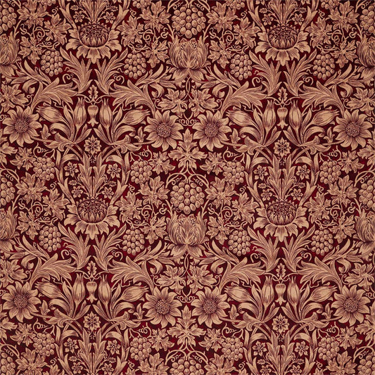 MORRIS & CO Sunflower Velvet Fabric Classic Floral Kermes,Birch   - DROF236928