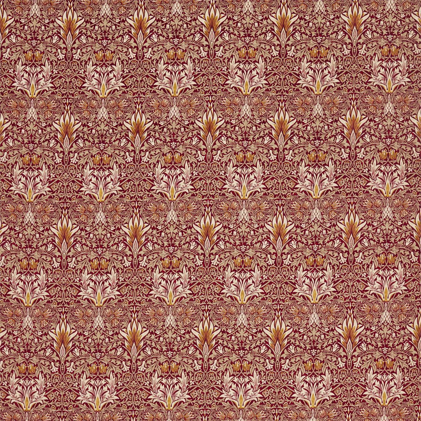 MORRIS & CO Snakeshead Velvet Fabric Contemporary, Floral Crimson,Saffron   - DROF236935