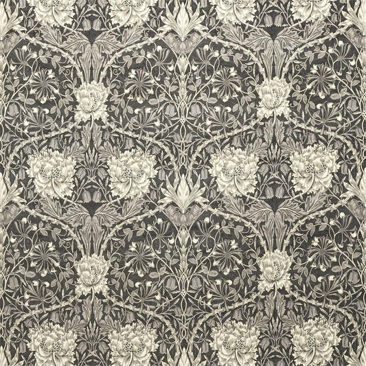 MORRIS & CO Honeysuckle and Tulip Velvet Fabric Contemporary, Floral Black Walnut,Stone   - DROF236938