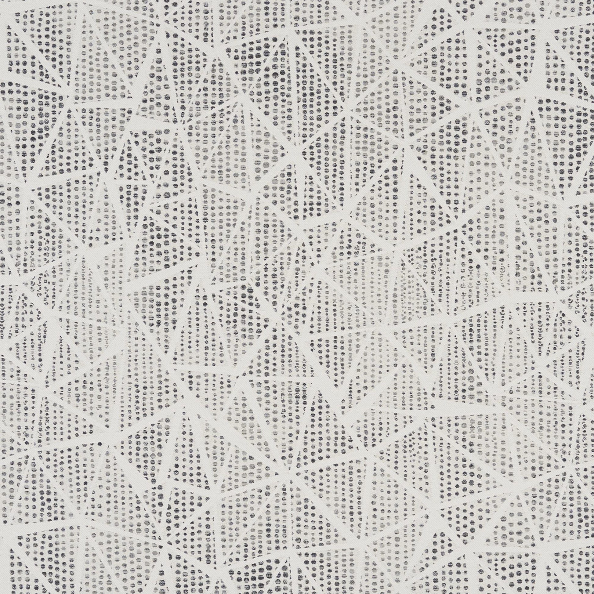 Grey geometric woven fabric with a dot pattern; airy textile for apparel.