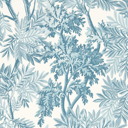 SANDERSON Tapestry Trees Wallpaper Leaves , Trees Pottery Blue  Surflex-Printed Wallpaper - DSAB217417