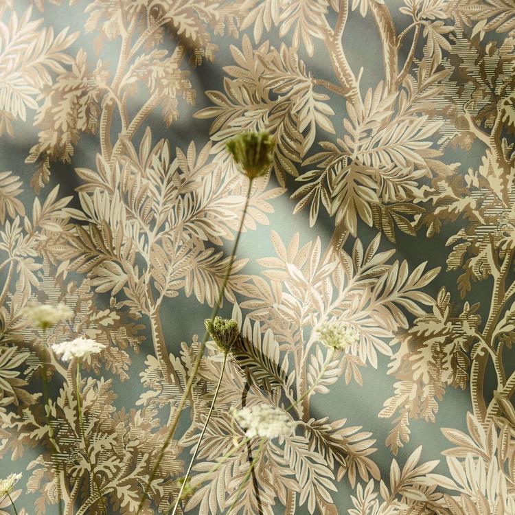 SANDERSON Tapestry Trees Wallpaper Leaves , Trees Woodland Green  Surflex-Printed Wallpaper - DSAB217418