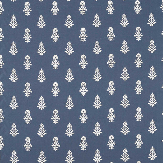 SANDERSON Dabu Fabric Contemporary Floral Indigo   - DSAF237496