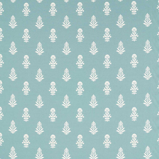 SANDERSON Dabu Fabric Contemporary Floral Lagoon   - DSAF237498