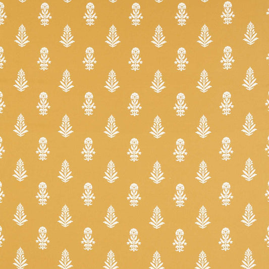 SANDERSON Dabu Fabric Contemporary Floral Tumeric   - DSAF237499