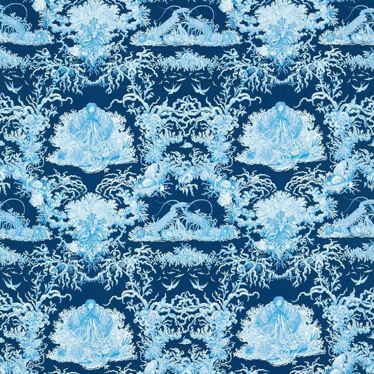 SANDERSON Monterey Bay Fabric Leaves , Trees Atlantic   - DSAN227187