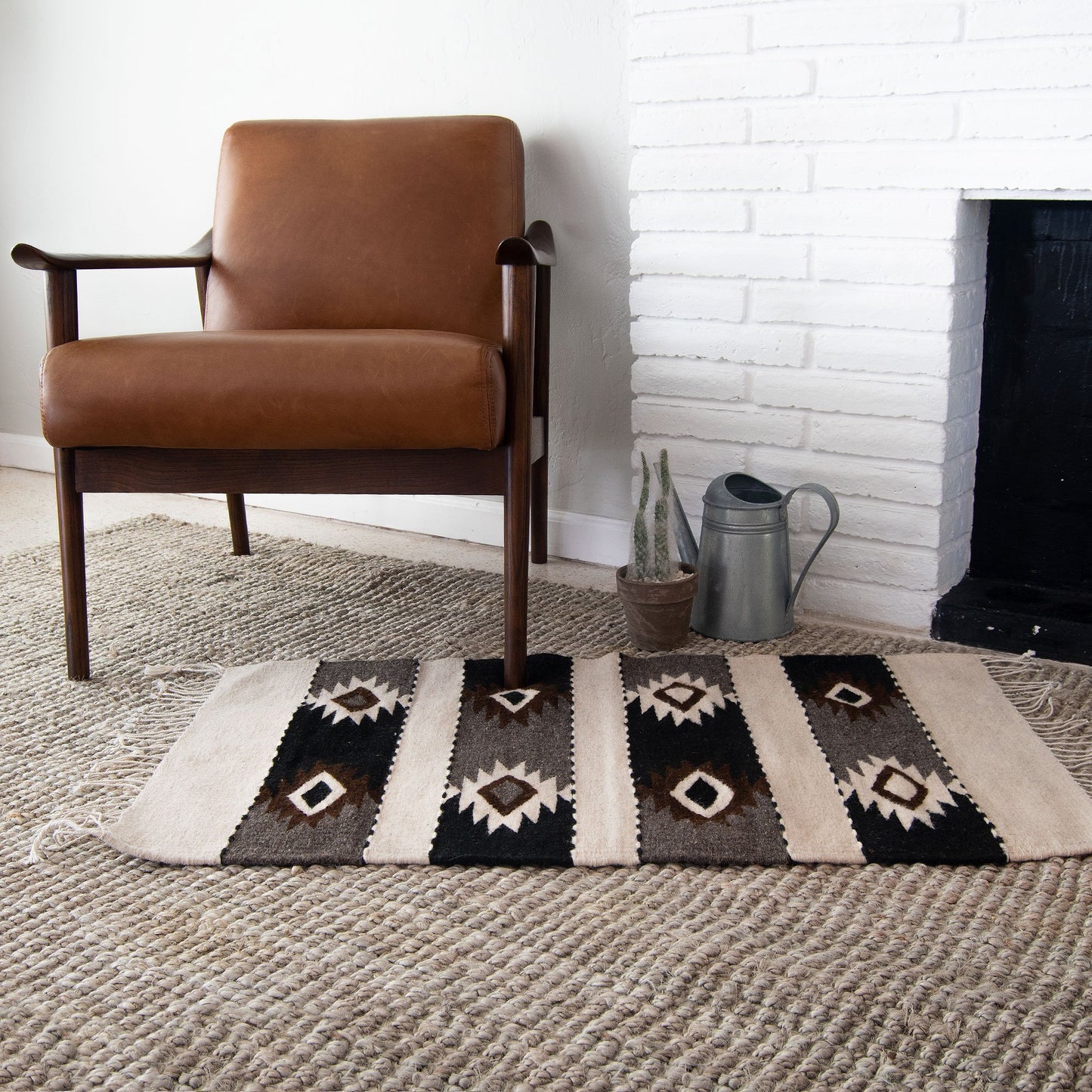 Handmade Diamonds Mexican Wool Rug