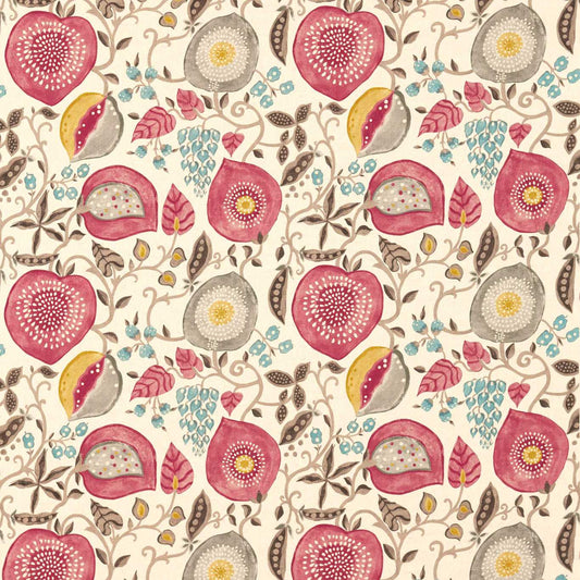 SANDERSON Peas & Pods Fabric Leaves , Trees Cherry,Linen   - DSOH225357