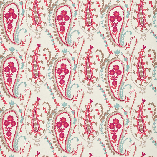 SANDERSON Jamila Fabric Other Coral,Aqua   - DSOH235245