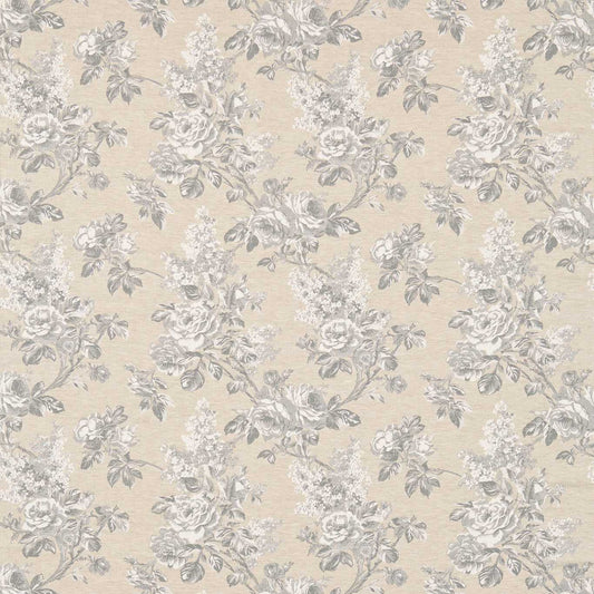 SANDERSON Sorilla Damask Fabric Classic Floral Silver,Linen   - DSOR234346