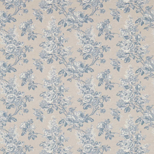 SANDERSON Sorilla Damask Fabric Classic Floral Delft,Linen   - DSOR234348