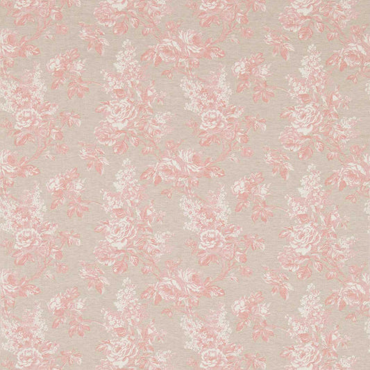 SANDERSON Sorilla Damask Fabric Classic Floral Shell Pink,Linen   - DSOR234351