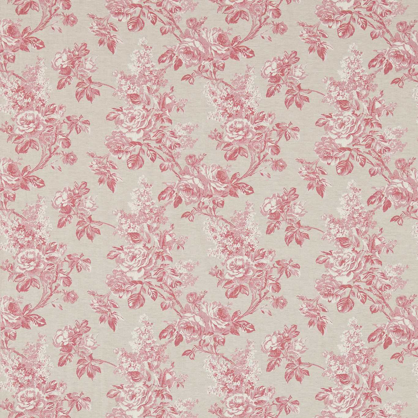 SANDERSON Sorilla Damask Fabric Classic Floral Rose,Linen   - DSOR234352
