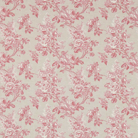 SANDERSON Sorilla Damask Fabric Classic Floral Rose,Linen   - DSOR234352