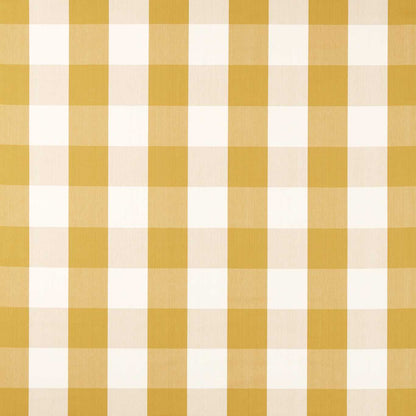 Sanderson Madras Check fabric in Golden Knot, 100% cotton buffalo check upholstery fabric for cushions, drapes, curtains, and furniture, durable designer textile for contemporary, traditional, or rustic interiors, high-quality home décor fabric for luxury and DIY projects.