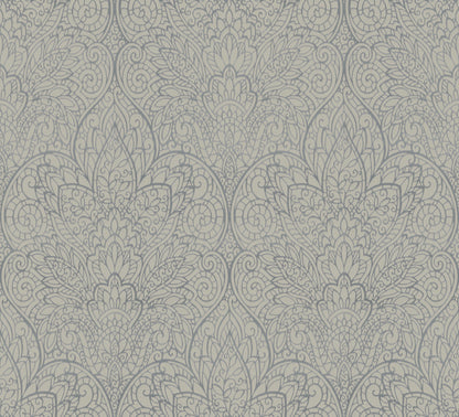 York Wallcoverings Candice Olson After 8 Paradise Dark Taupe and Silver Wallpaper  Damasks Neutrals   - DT5012