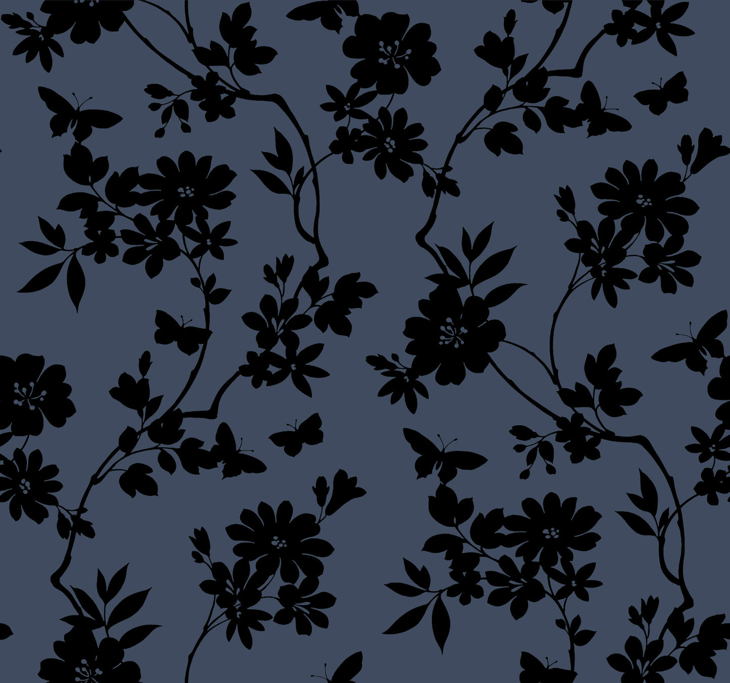 York Wallcoverings Candice Olson After 8 Flutter Vine Blue and Black Wallpaper  Florals and Flowers Blues   - DT5021
