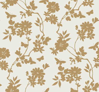 York Wallcoverings Candice Olson After 8 Flutter Vine White and Gold Wallpaper  Florals and Flowers Whites and Off-Whites   - DT5022