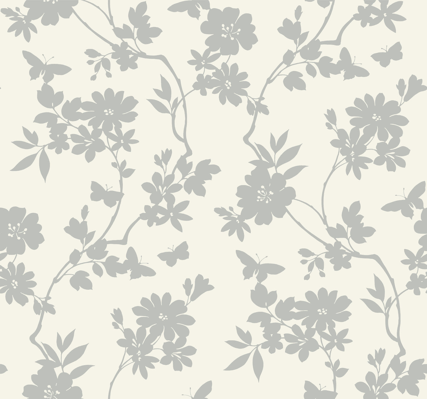 York Wallcoverings Candice Olson After 8 Flutter Vine White and Silver Wallpaper  Florals and Flowers Whites and Off-Whites   - DT5023