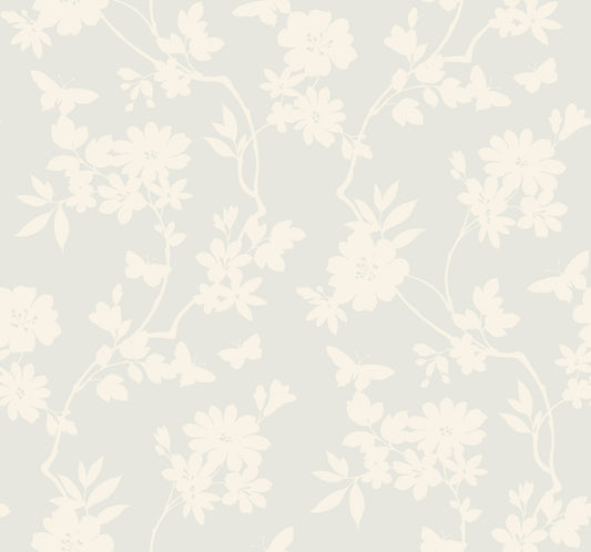 York Wallcoverings Candice Olson After 8 Flutter Vine White Wallpaper  Florals and Flowers Whites and Off-Whites   - DT5024