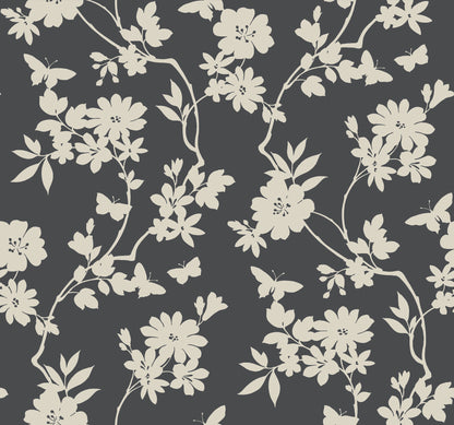 York Wallcoverings Candice Olson After 8 Flutter Vine Grey Wallpaper  Florals and Flowers Greys   - DT5025