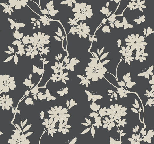 York Wallcoverings Candice Olson After 8 Flutter Vine Grey Wallpaper  Florals and Flowers Greys   - DT5025