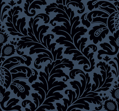 York Wallcoverings Candice Olson After 8 Modern Romance Navy Wallpaper  Botanical Blues   - DT5042