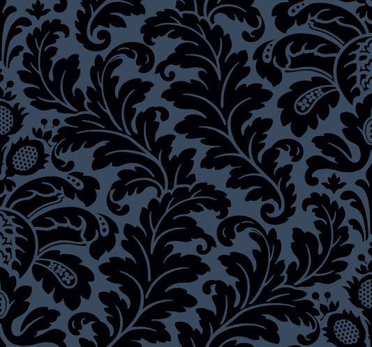 York Wallcoverings Candice Olson After 8 Modern Romance Navy Wallpaper  Botanical Blues   - DT5042