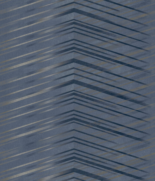 York Wallcoverings Candice Olson After 8 Glistening Chevron Navy Wallpaper  Geometrics Blues   - DT5053
