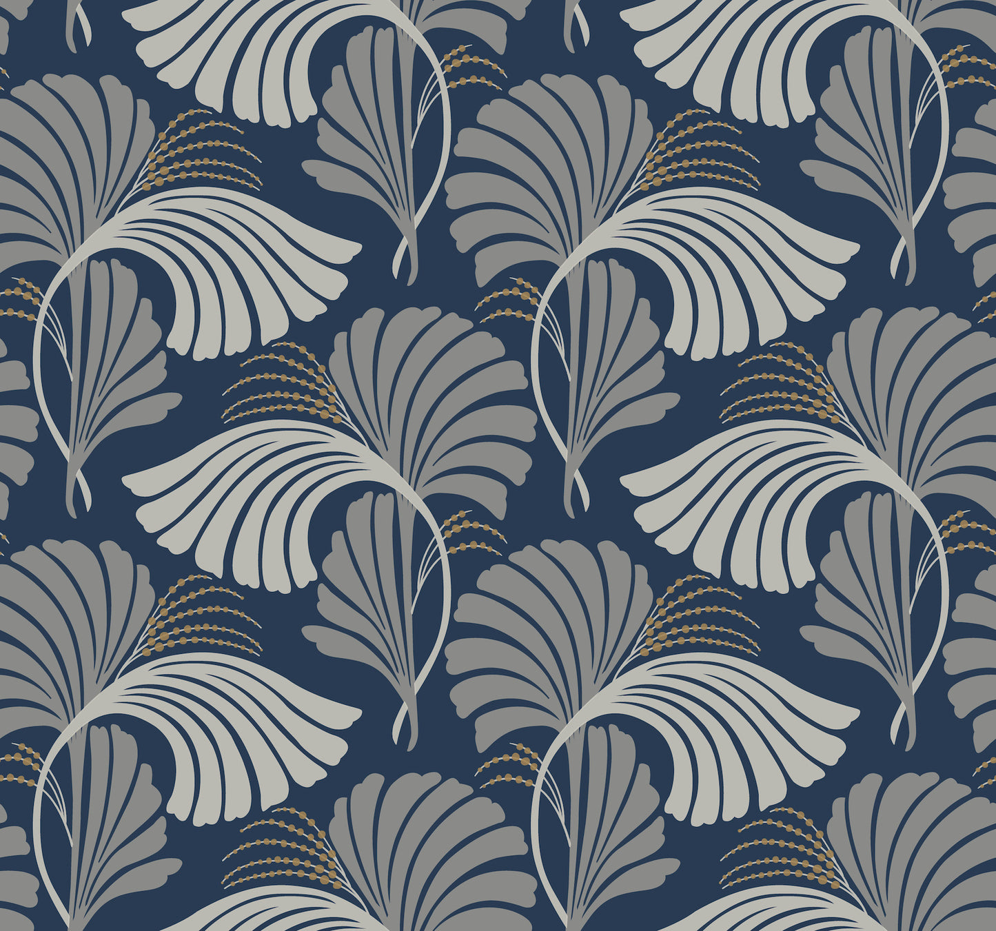 York Wallcoverings Candice Olson After 8 Dancing Leaves Navy Wallpaper  Botanical Blues   - DT5133