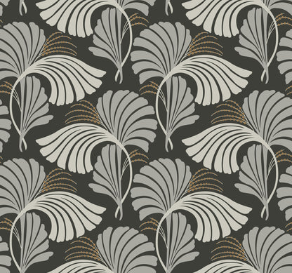 York Wallcoverings Candice Olson After 8 Dancing Leaves Black Wallpaper  Botanical Blacks   - DT5134