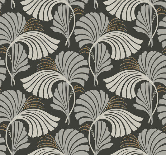 York Wallcoverings Candice Olson After 8 Dancing Leaves Black Wallpaper  Botanical Blacks   - DT5134