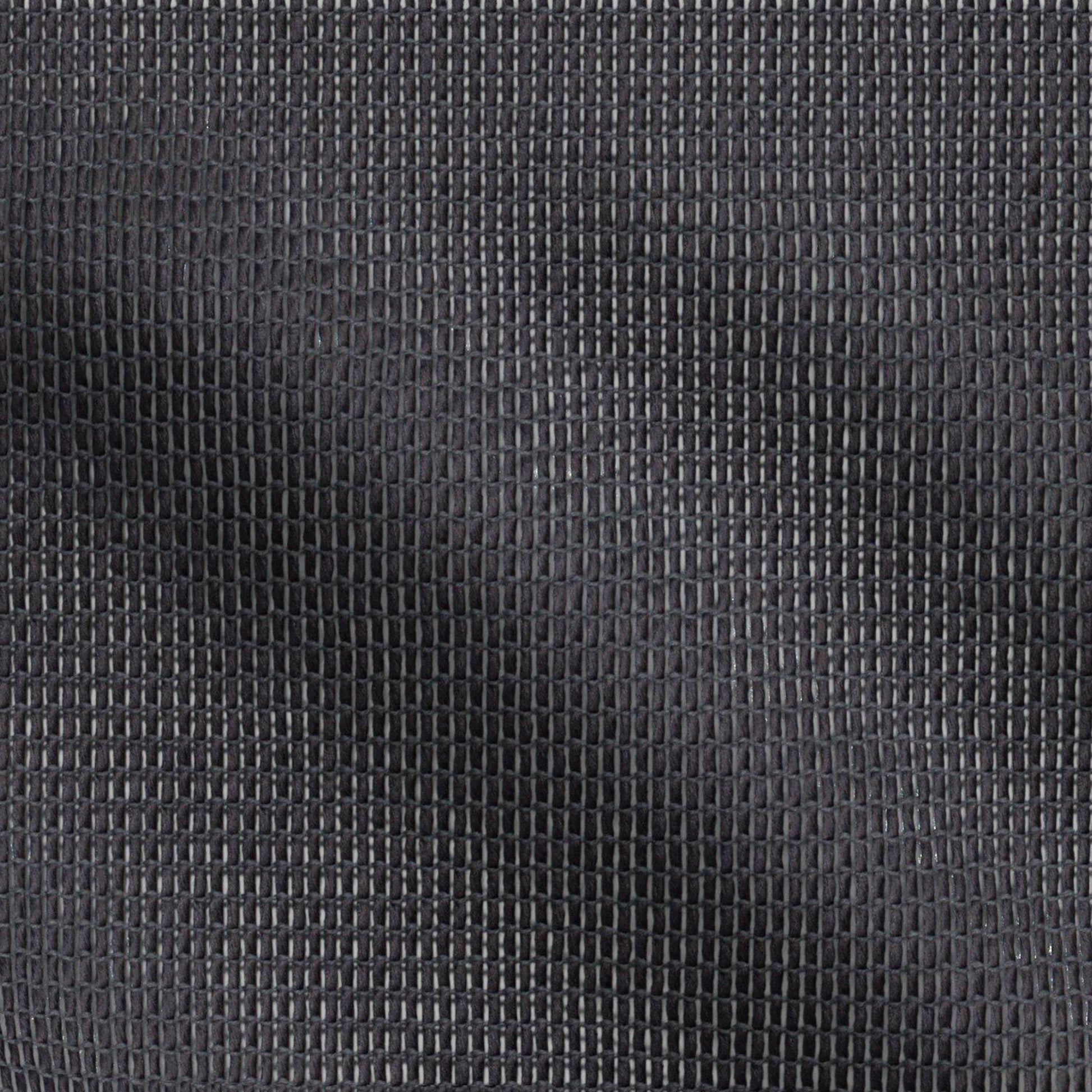Charcoal black grid-textured fabric with a tight square weave; versatile upholstery fabric suitable for drapery and decor applications.